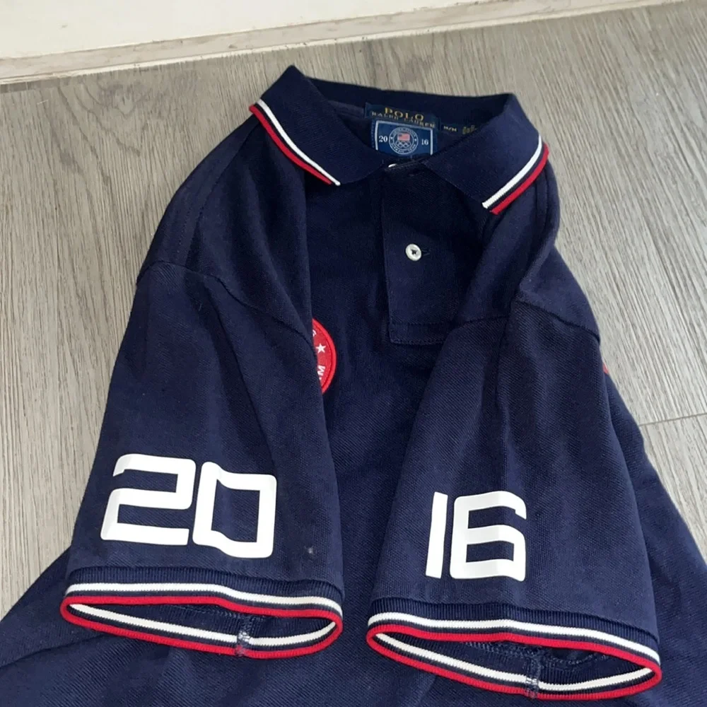 Ralph Lauren Mens L Spell Out Athlete Issued 2016 Olympics Collared Polo Shirt